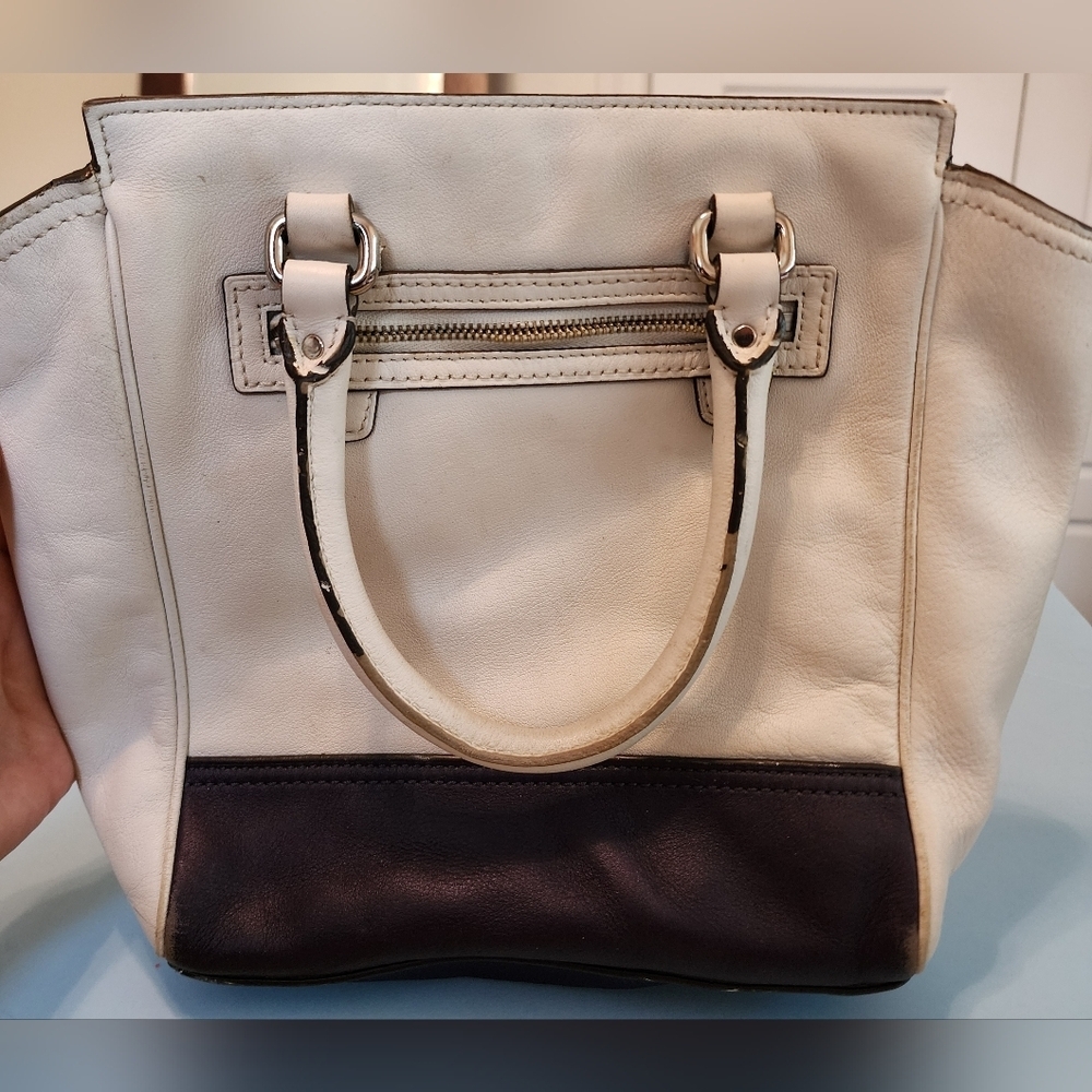 Used Coach tan, purple and yellow handbag - Picture 6 of 16
